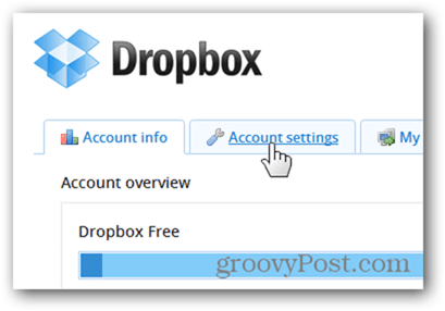 tab pengaturan akun dropbox