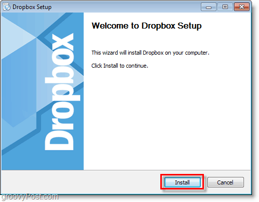 Tangkapan layar Dropbox - mulai setup / instal dropbox