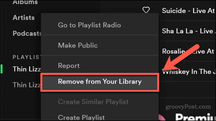 Menghapus playlist Spotify lama