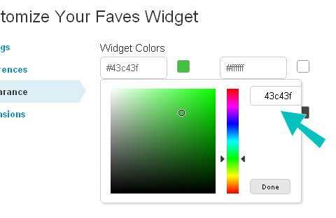 Penampilan widget colorpicker