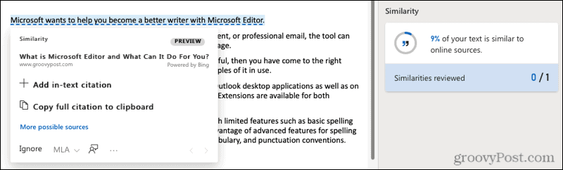 Kesamaan web Microsoft Editor