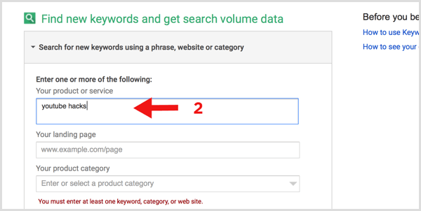 Google Keyword Planner mencari kata kunci baru