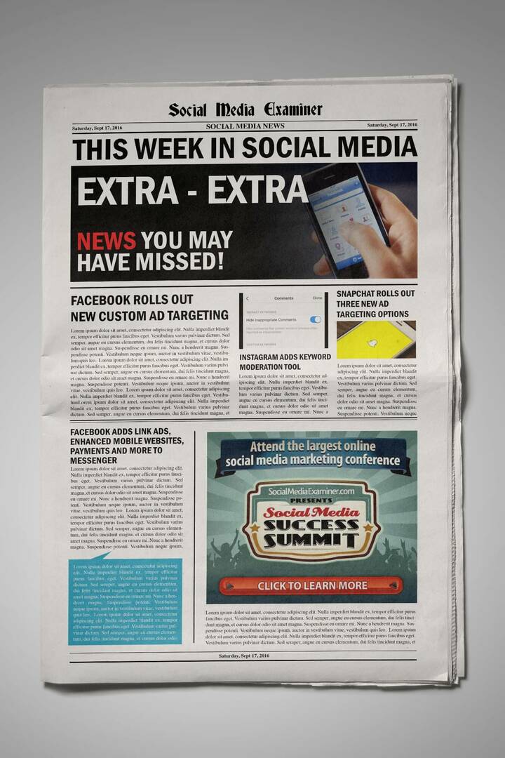 Pemirsa Khusus Facebook Sekarang Menargetkan Pemirsa Iklan Canvas dan berita media sosial lainnya untuk 17 September 2016.