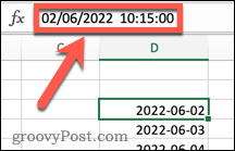 Stempel waktu Excel dengan tanggal dan waktu