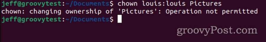 ubah pemilik folder dan subfolder di ubuntu gagal