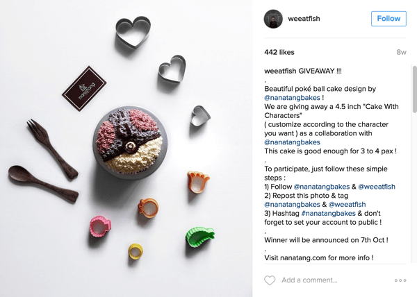 Foodie Instagrammer @weeatfish mempromosikan giveaway Nanatang Bakes.