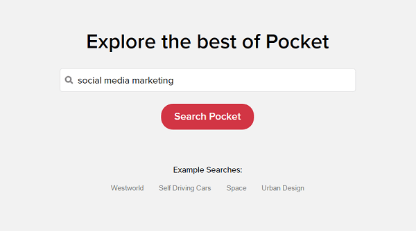 Pocket Explore menyarankan konten berdasarkan minat Anda.