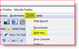 Buka menu Add-on Firefox