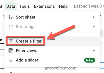 Membuat filter di Google Spreadsheet