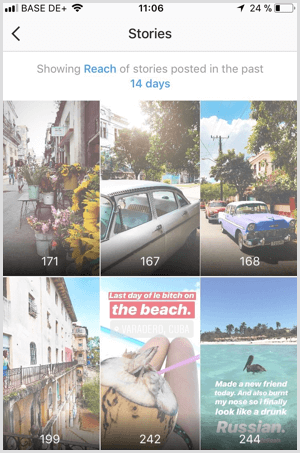 Lihat Instagram Stories Reach data di Instagram Analytics.