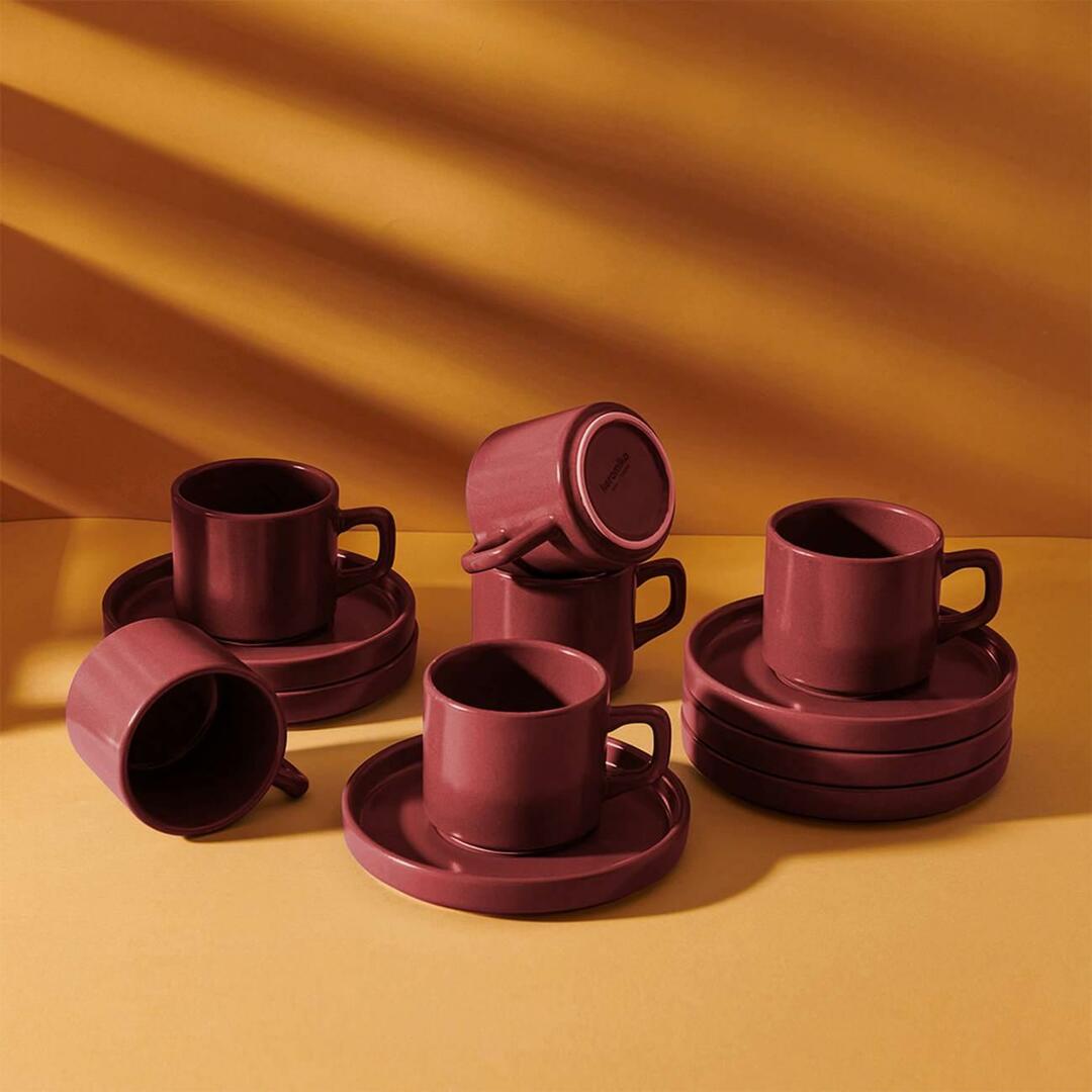 Keramika Stackable 12 Piece Tea Cup Set