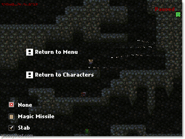 Menu Great Dungeon In The Sky pause