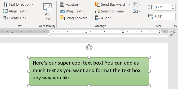 Opsi teks tab Format Bentuk