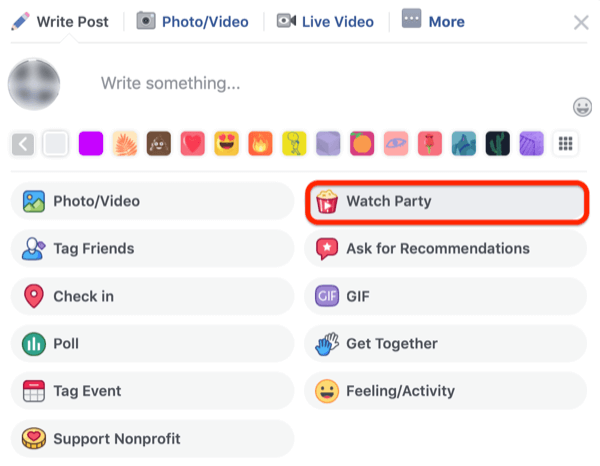 langkah 1 untuk cara memulai Facebook Watch Party di grup Facebook