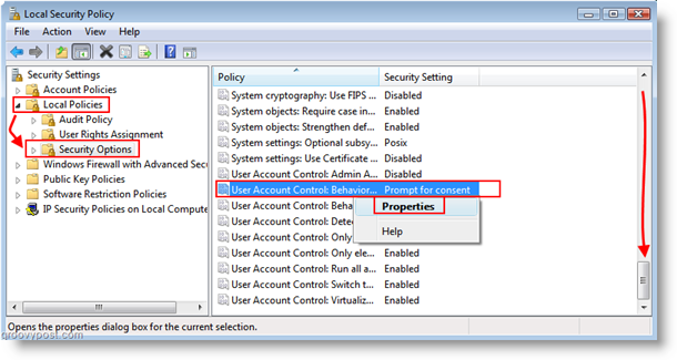 Atur Perilaku akun Pengguna untuk Kontrol Akun Pengguna (UAC) Windows Vista