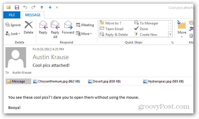Cara Membuka Lampiran di Outlook 2013 Tanpa Mouse