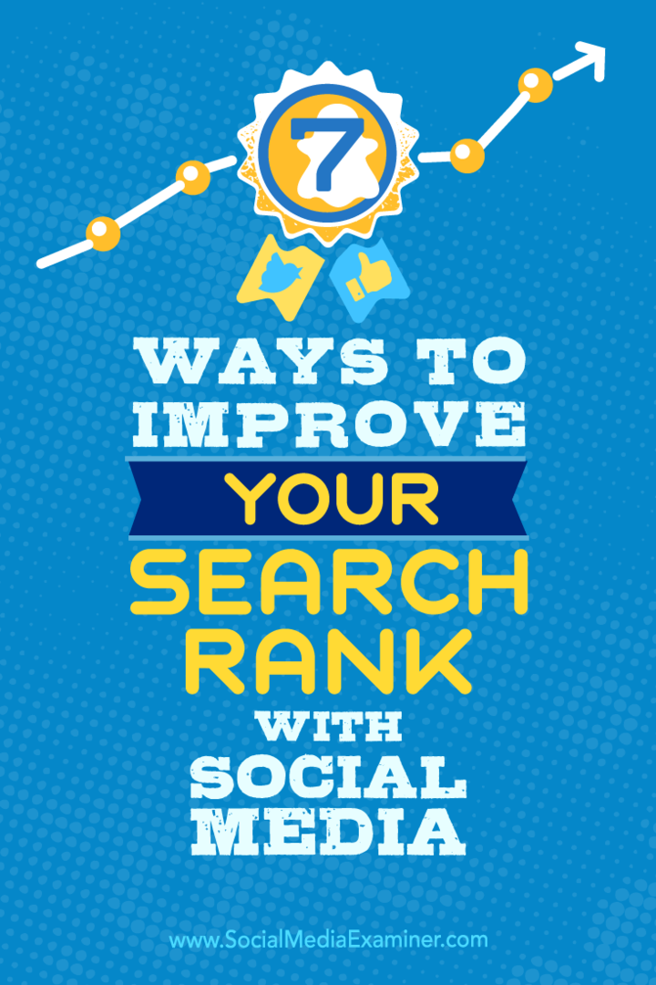 Kiat tujuh cara untuk meningkatkan peringkat pencarian Anda menggunakan media sosial.