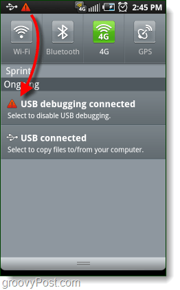 Peringatan terhubung USB Android debugging