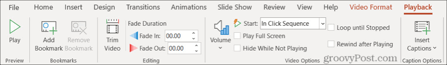 Tab Playback di PowerPoint