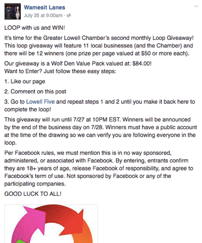Contoh giveaway loop facebook