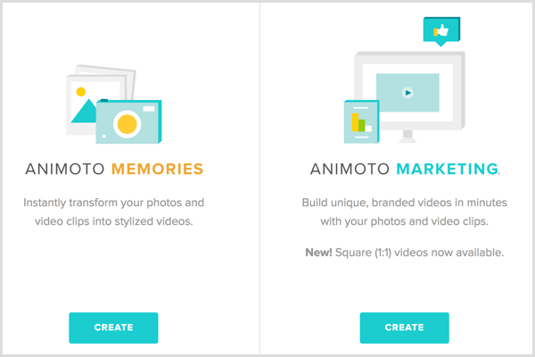 Animoto pilih jenis video