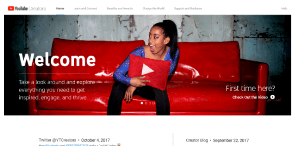 YouTube memperkenalkan situs web dengan desain baru untuk program Pembuat Konten YouTube.