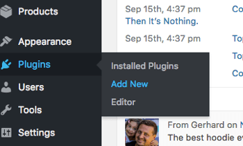 Tambahkan plugin WordPress baru dari tab Plugins.