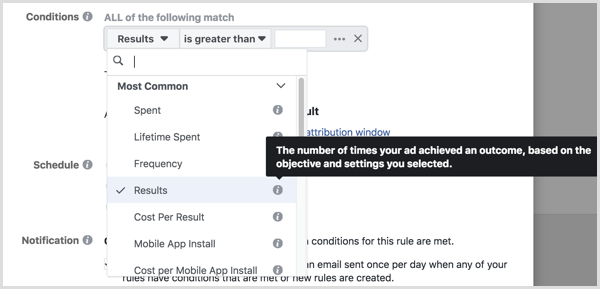 tooltip saat menyiapkan kondisi untuk aturan otomatis Facebook
