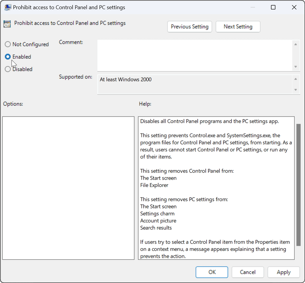 Blokir Pengguna dari Pengaturan di Windows 11