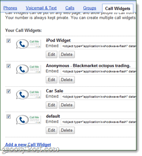 Widget Google Voice dan widget panggilan