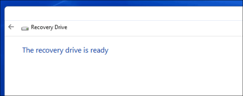 Drive pemulihan selesai Windows 11