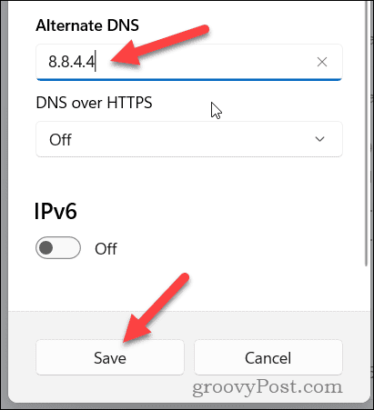 Tetapkan pengaturan DNS alternatif di Windows 11