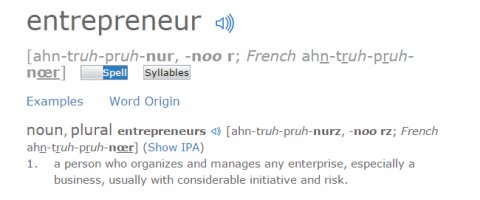 Definisi dari kata "wirausahawan" adalah gagasan tentang risiko. 