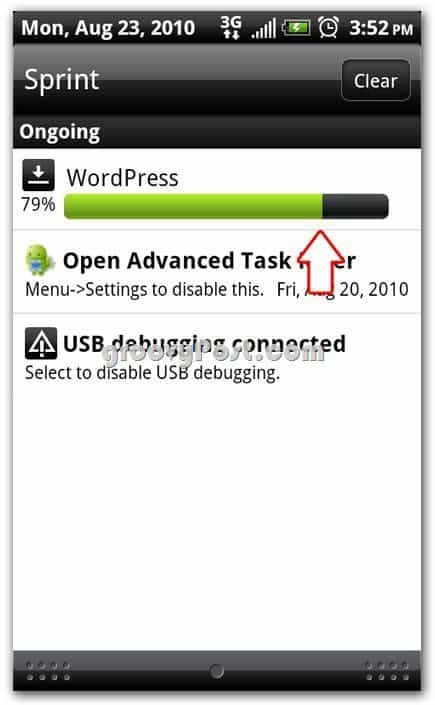 Wordpress di layar instal Android
