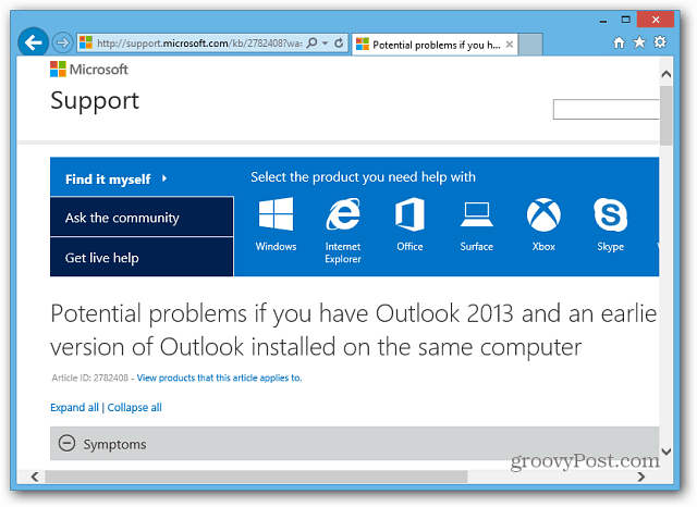 Halaman Dukungan Microsoft