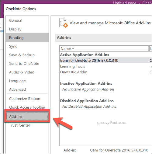 Tambahkan Opsi untuk OneNote