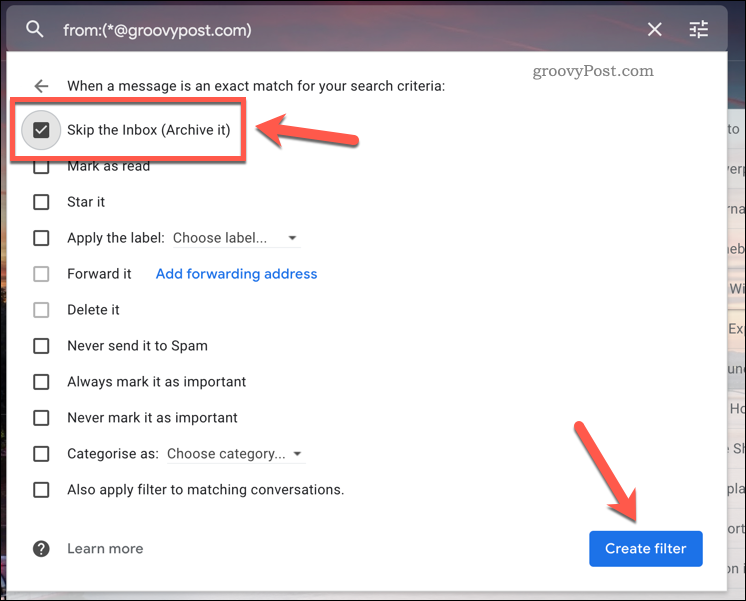Melewati aturan filter Gmail