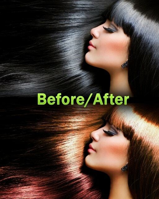 sebelum setelah olor mengedit rambut photoshop retouch tutorial hasil akhir