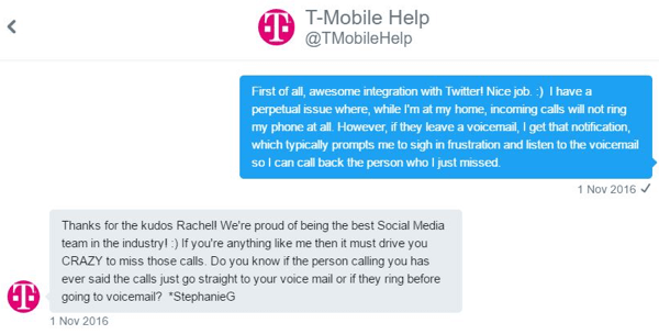 Perwakilan layanan pelanggan T-Mobile dapat berinteraksi dengan saya secara pribadi dan membidik masalah saya.