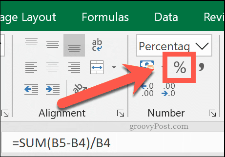 Setel sel Anda ke jenis nomor sel Persentase untuk melihatnya sebagai persentase di Excel