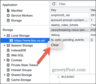 Kosongkan penyimpanan lokal untuk domain di alat pengembang Google Chrome