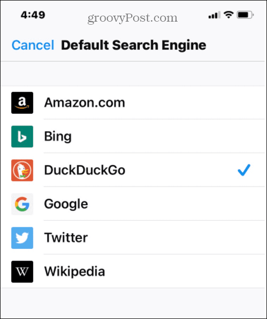 Firefox pilih daftar pencarian default
