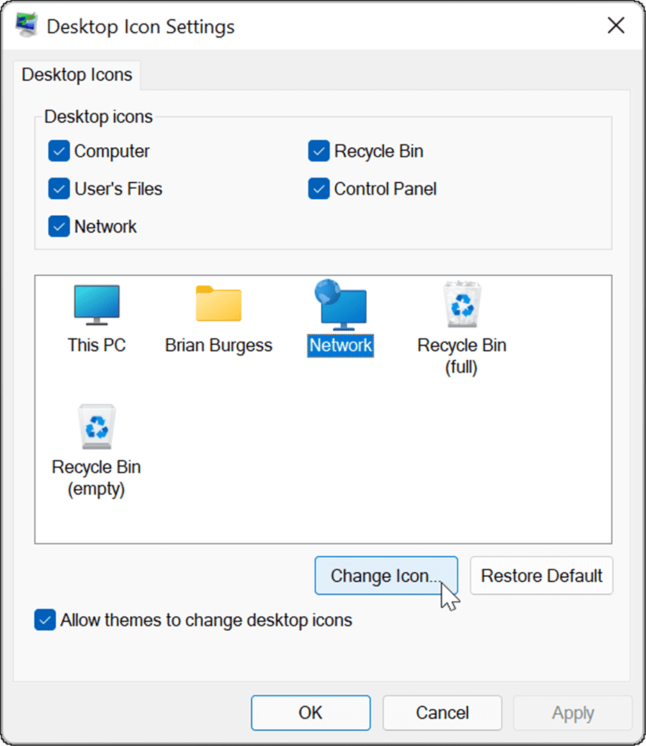 dapatkan kembali ikon desktop lama di windows 11