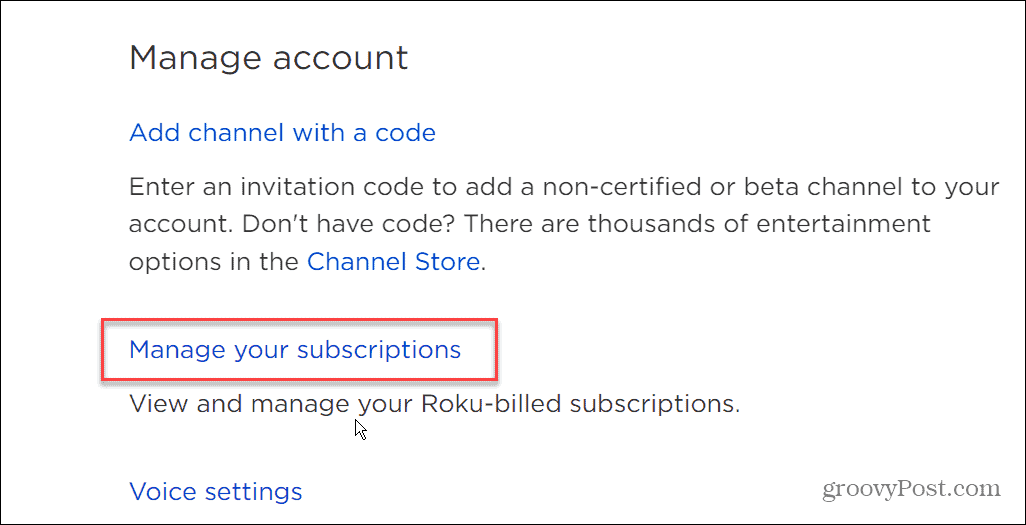 kelola langganan Anda Roku