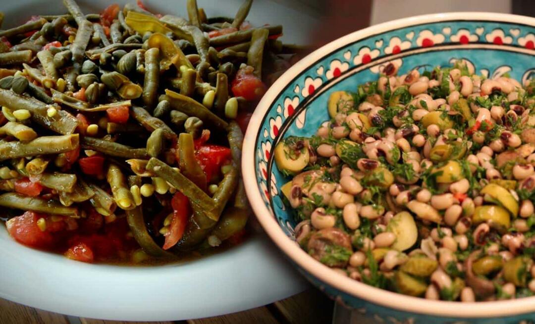 Bagaimana cara membuat salad kacang tunggak, segar dan kering? Resep salad yang berbeda dengan kacang polong...
