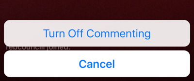 Klik ikon tiga titik untuk menonaktifkan komentar untuk siaran langsung Anda.