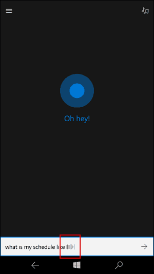 Animasi mendengarkan Cortana