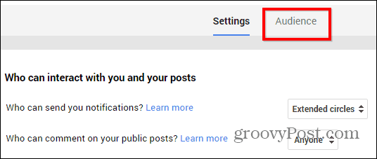 Google+ membatasi pemirsa pengaturan posting