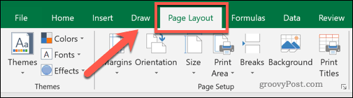 Tab menu Excel Page Layout