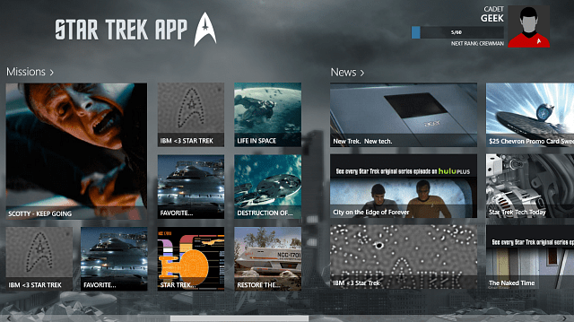 Aplikasi Star Trek Windows Store